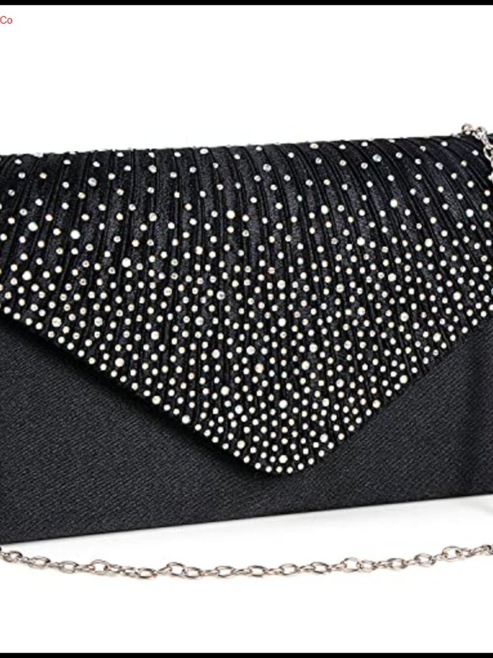 Satin Evening Clutch Purse Rhinestone Pleated Crossbody Formal Wedding Party
